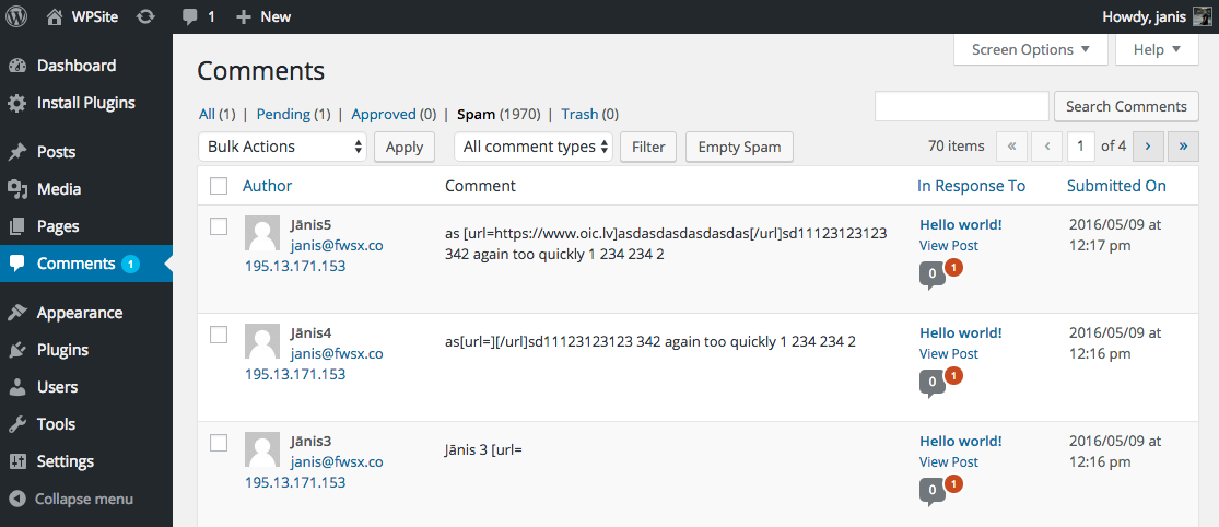 [WordPress Plugin](https://wordpress.org/plugins/comment-url-filter) - Comments
