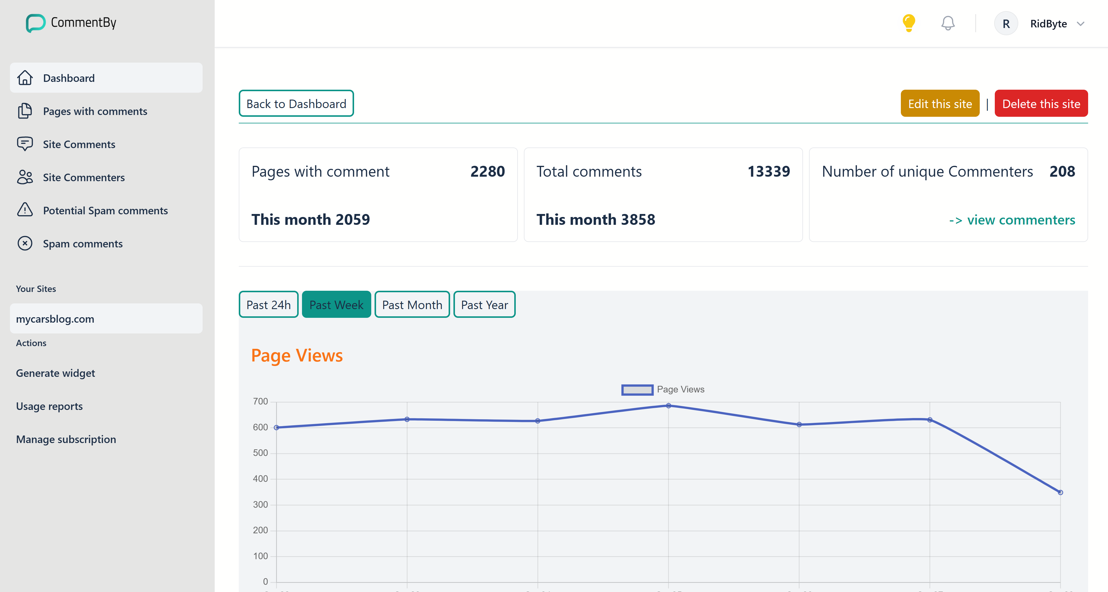CommentBy dashboard for appearance customization