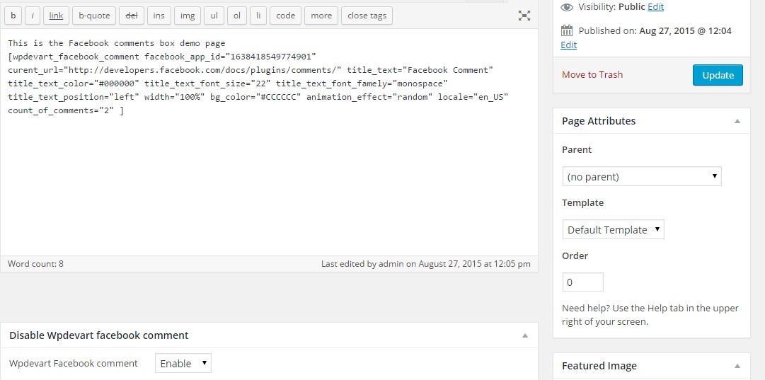 Back-end posts/pages enable option