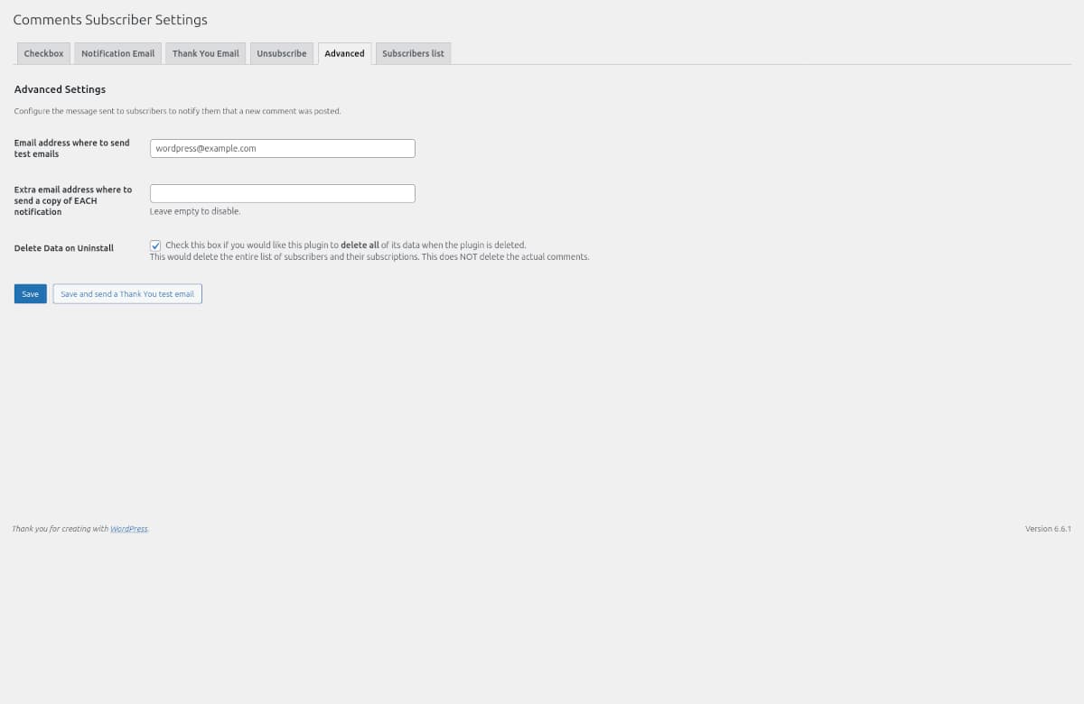 Advanced settings