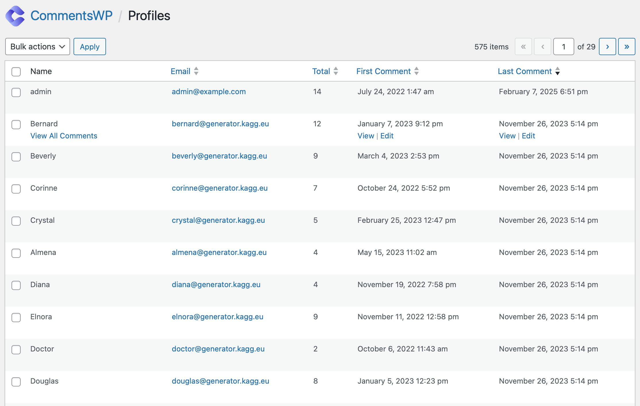 CommentsWP Profiles.
