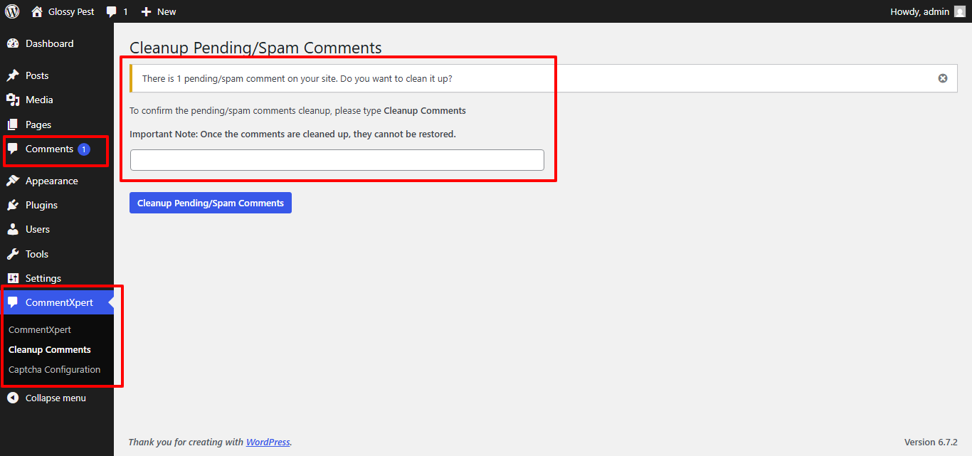 The commentxpert's settings page where the "Enable Comment Voting" option can be toggled on or off. This setting enables users to express their opinions on comments by voting them up or down.