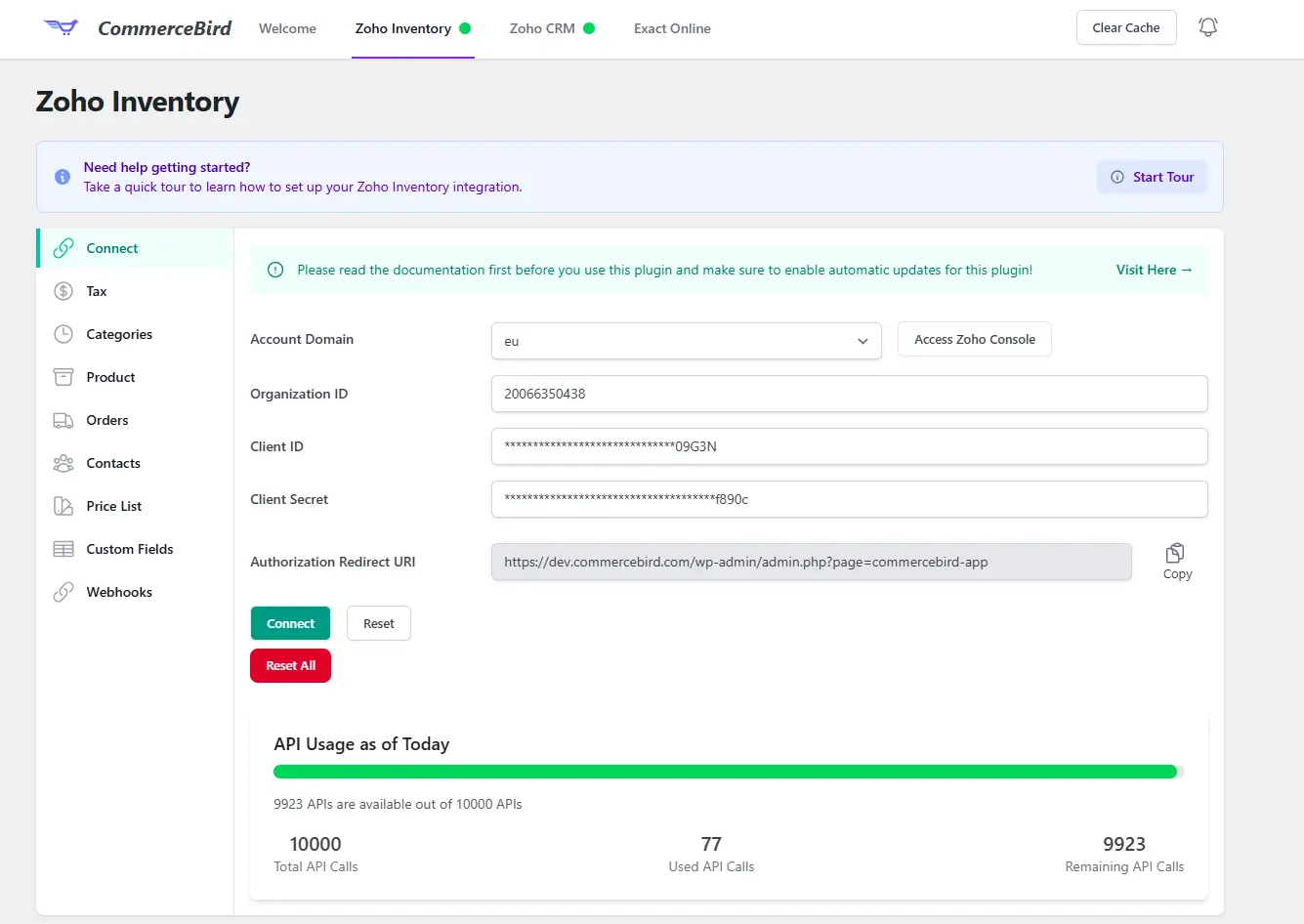Zoho Inventory Tax mapping tab