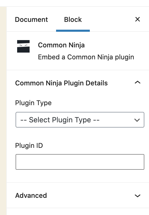 Common Ninja Block Settings