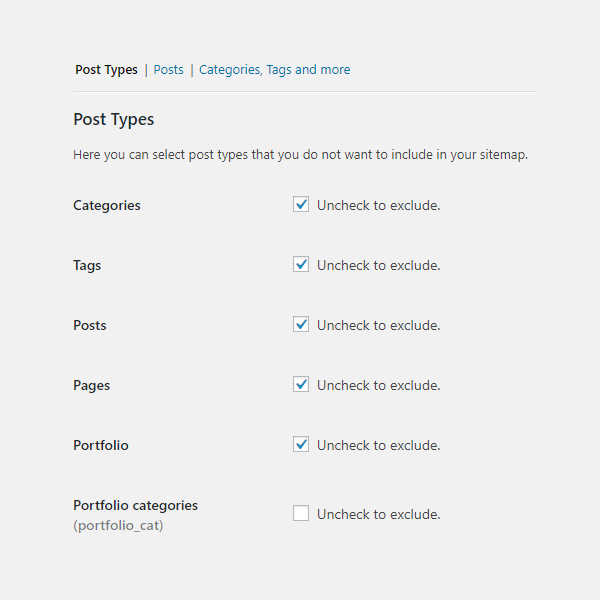 Exclude posts from sitemap