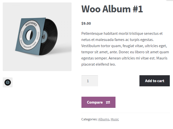 Display a button to compare your products on the product page or product loop