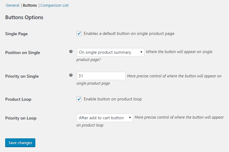 Control precisely where your comparison buttons will be displayed