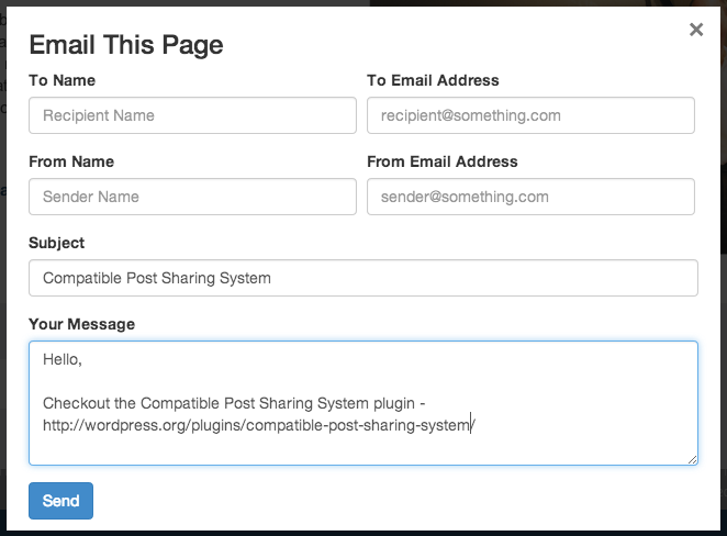 The CPSS pop-up form.