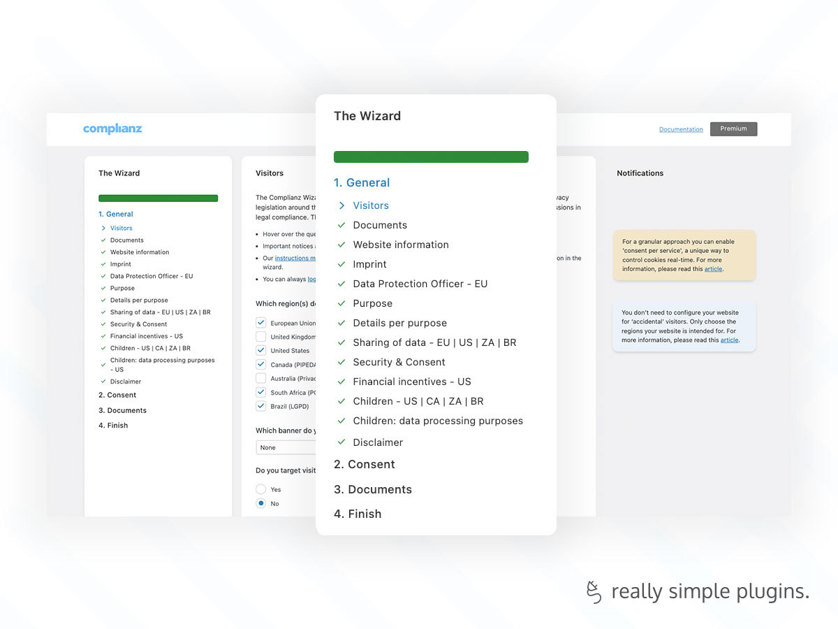 The Wizard: Generate a cookie policy and configure consent management to your specific needs.