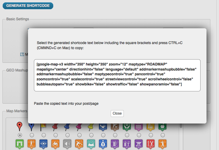 Shortcode builder page