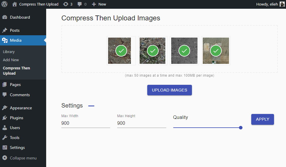 Process of images being resized and then uploaded