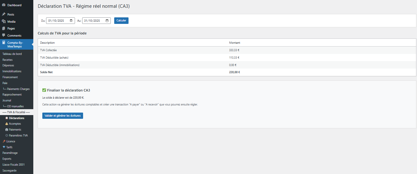 VAT Declaration CA12 - Simplified annual regime