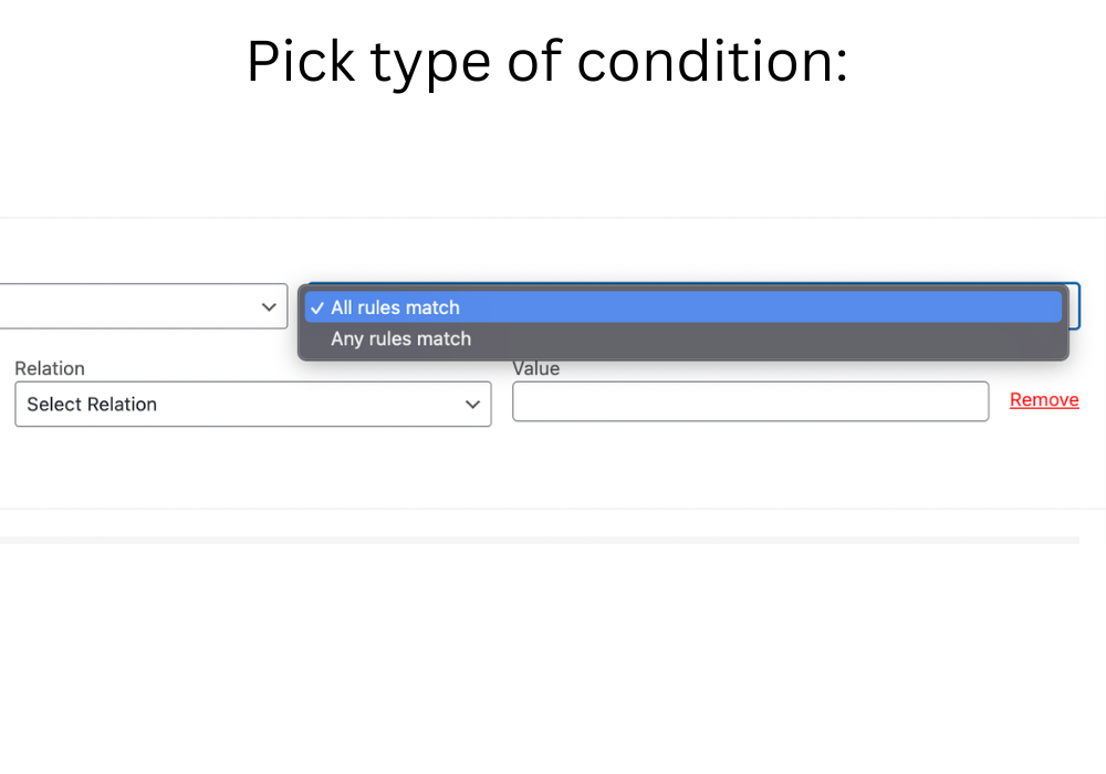 Condition types for Multiple choice and Checkboxes types of field