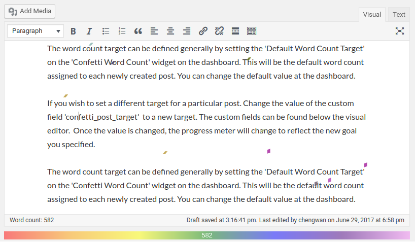 Confetti falling when you hit your wordcount target