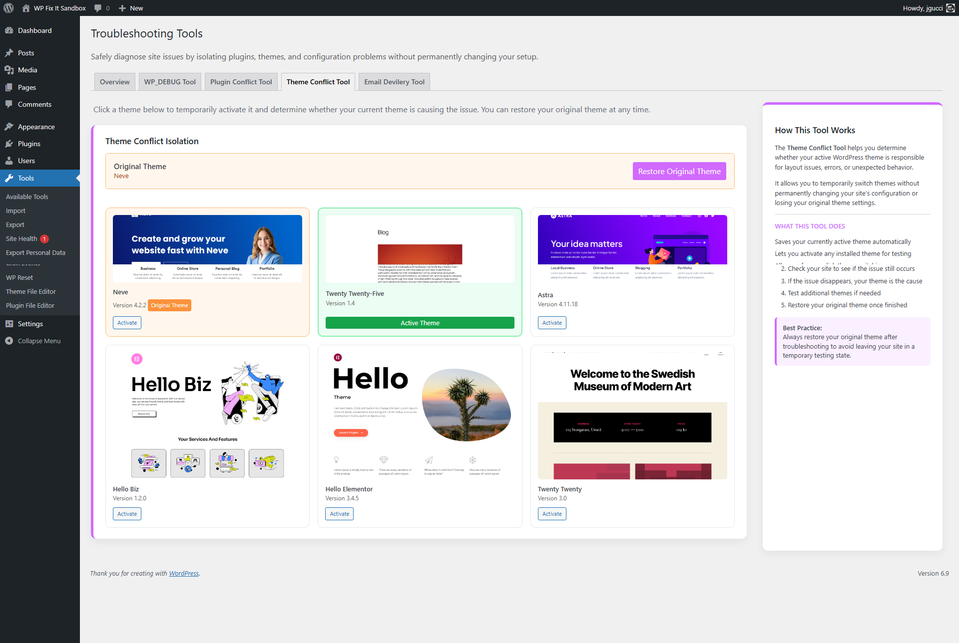 Theme conflict isolation tool