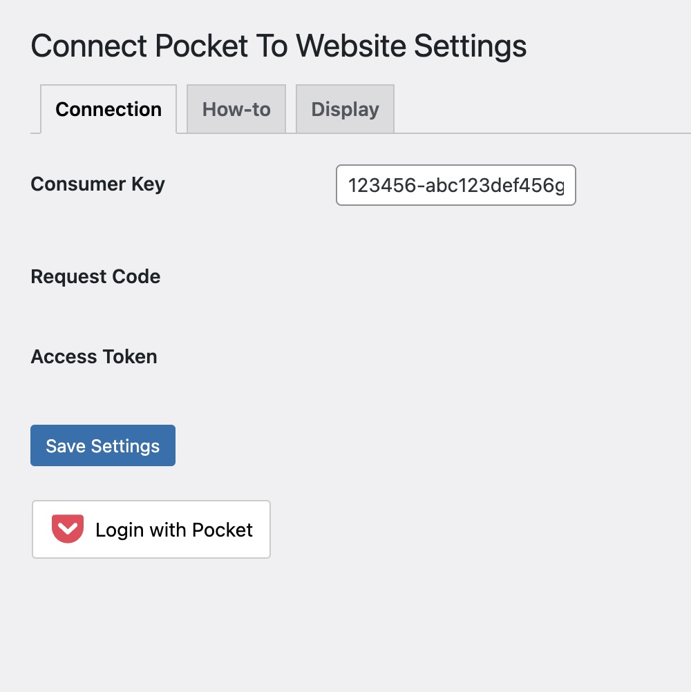 Settings - Connect easily to your pocket account from you WordPress dashboard