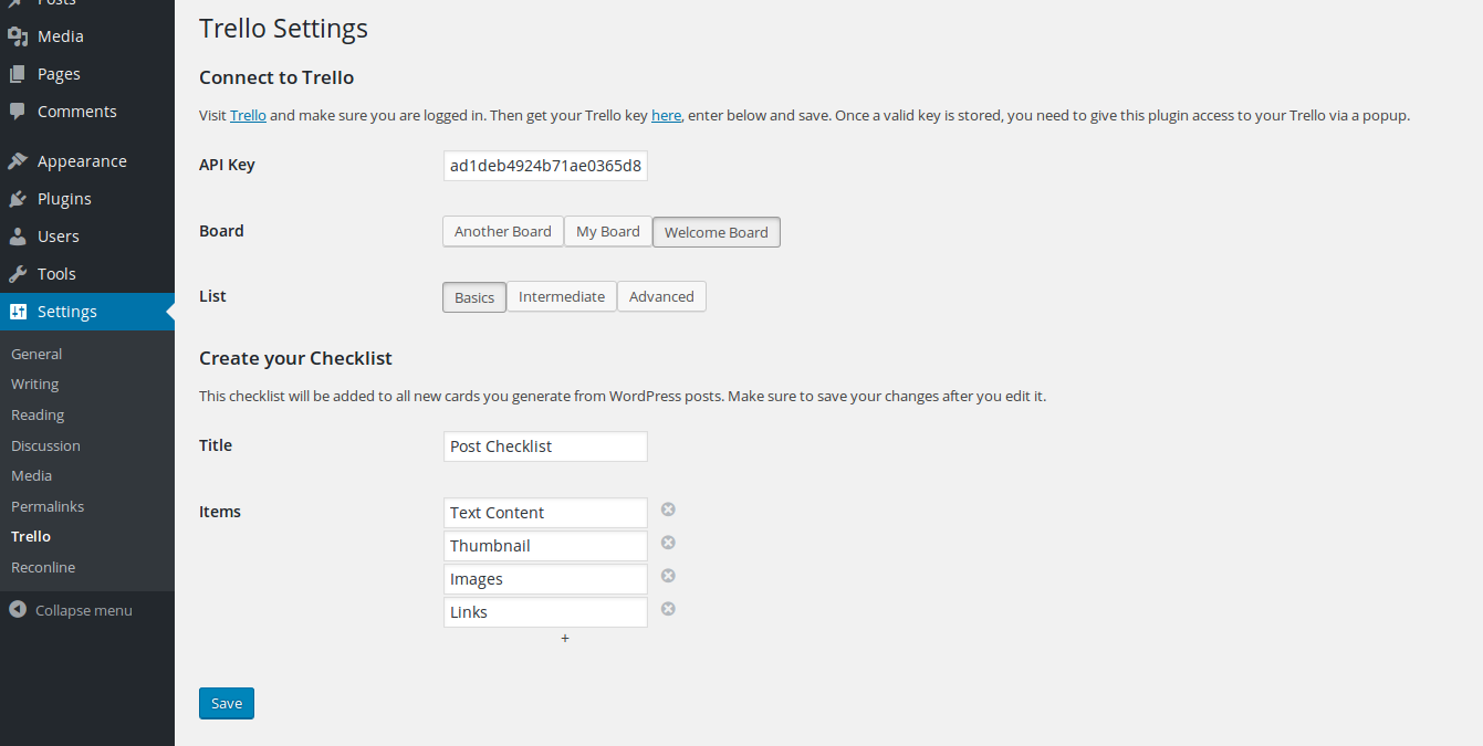 The settings page of this plugin.