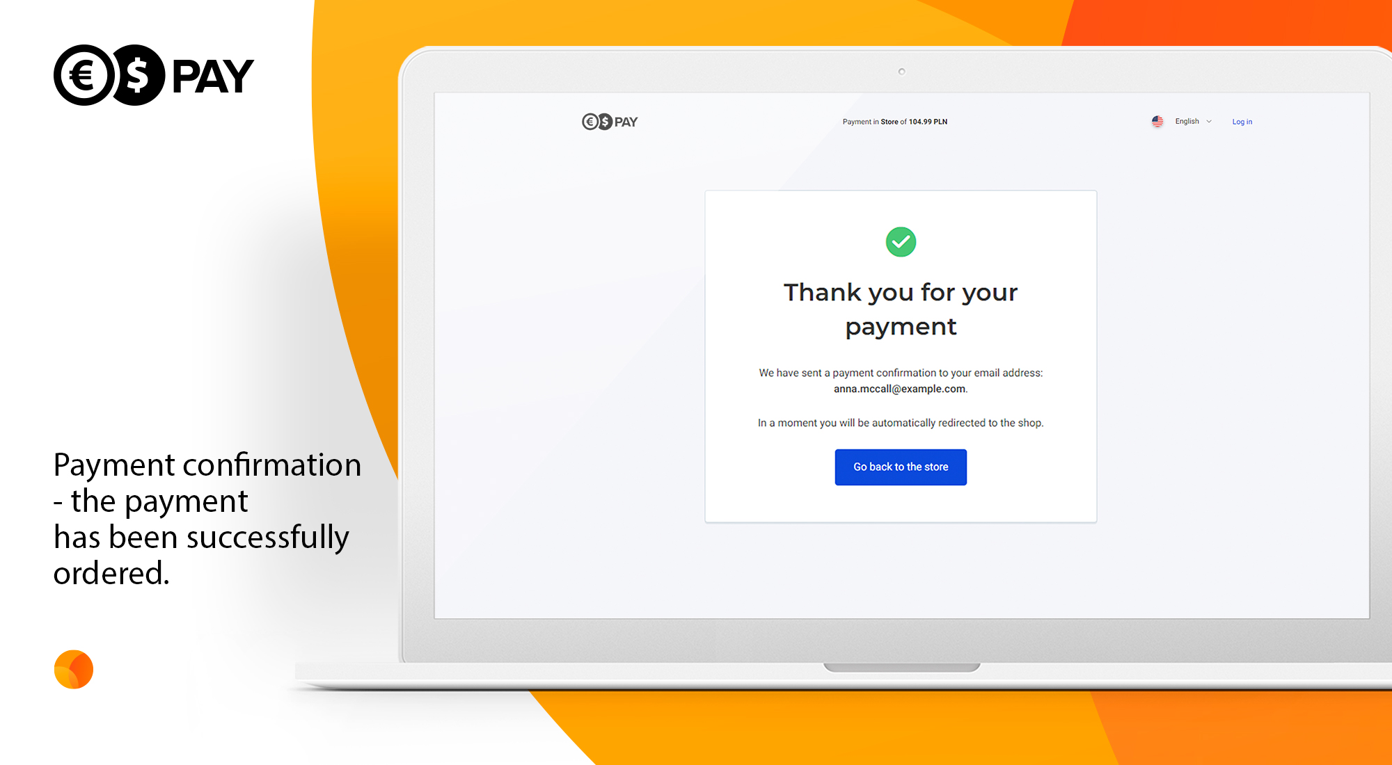 Payment confirmation - the payment has been successfully ordered.