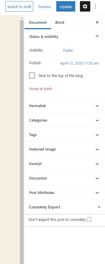 How to disable post export
