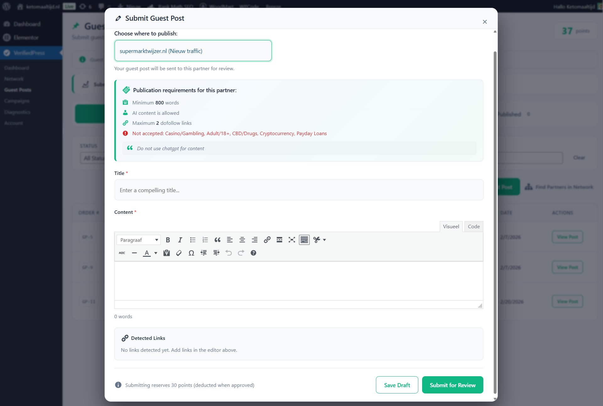 **Review Guest Post** - Preview content with approve/revise/reject options