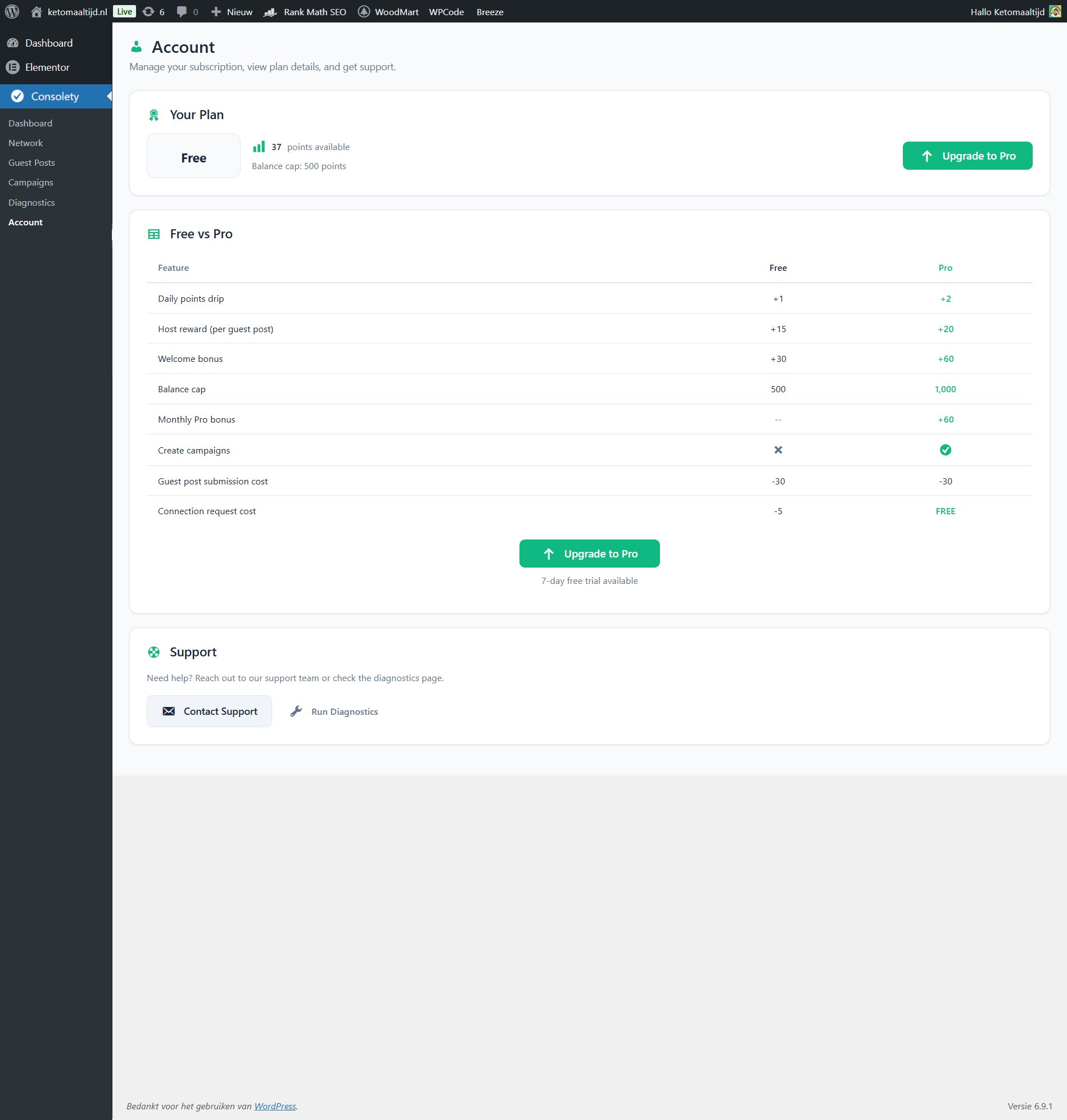 **Diagnostics** - Connection health and troubleshooting tools