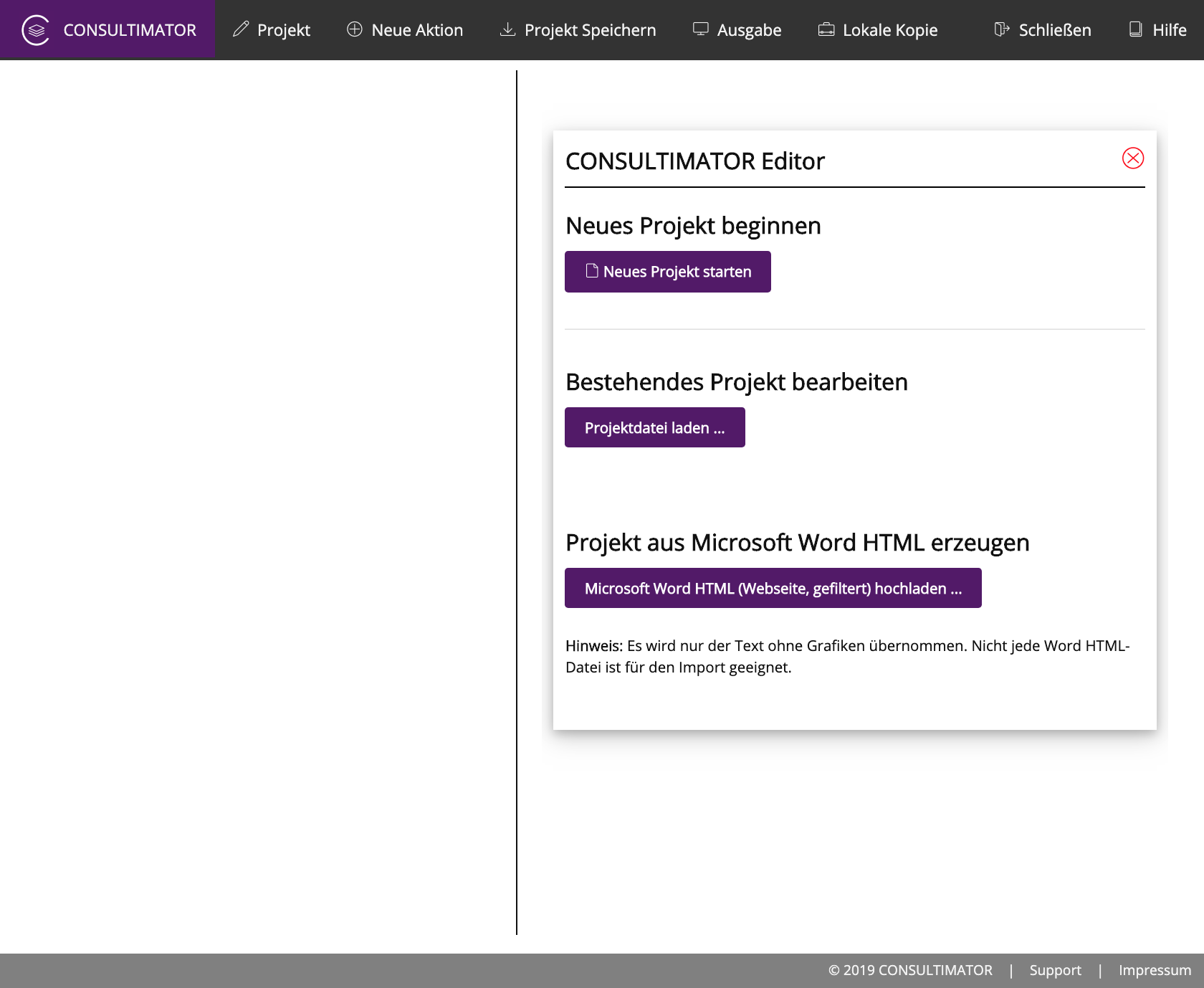 CONSULTIMATOR Editor