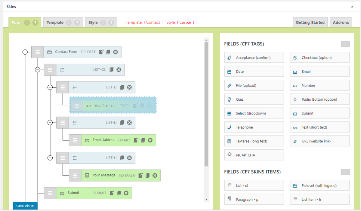 **Drag-and-drop** new fields onto your form