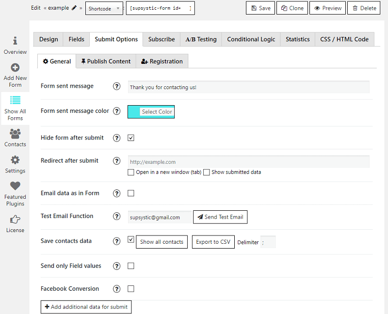 Admin panel, Statistic data