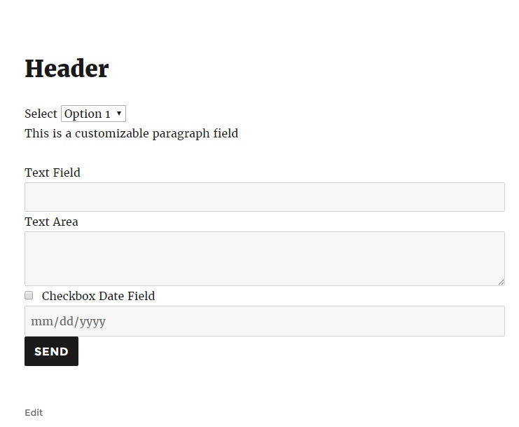 **Contact Form Ready** Front end