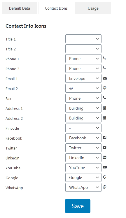 Settings page admin panel