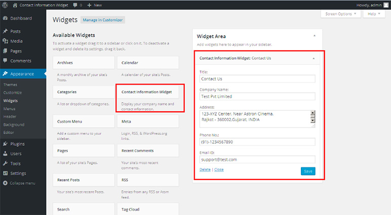 Fully customisable Admin Widget.