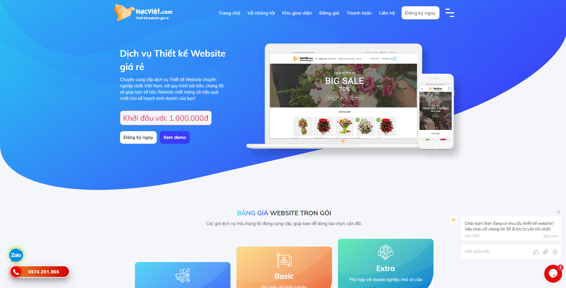 Front End of Contact Me on Zalo.