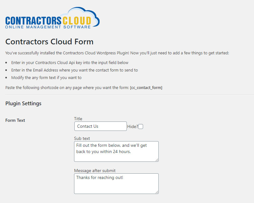 Screenshot of the configuration screen.