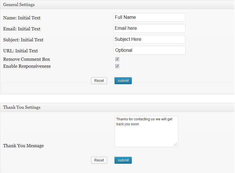 ContactPress Settings Page