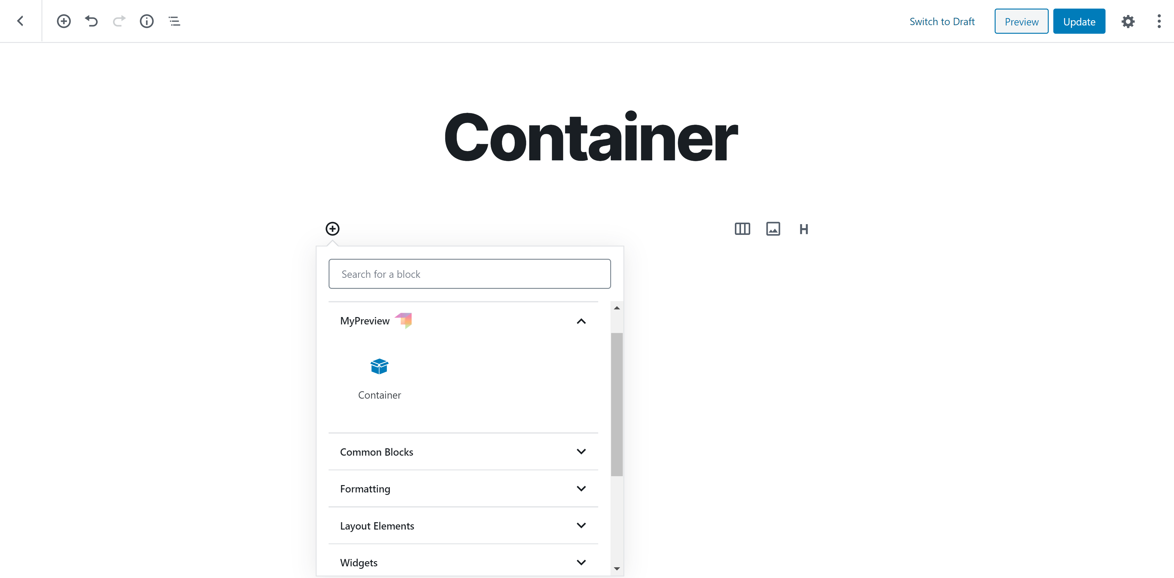 Add “Container” block