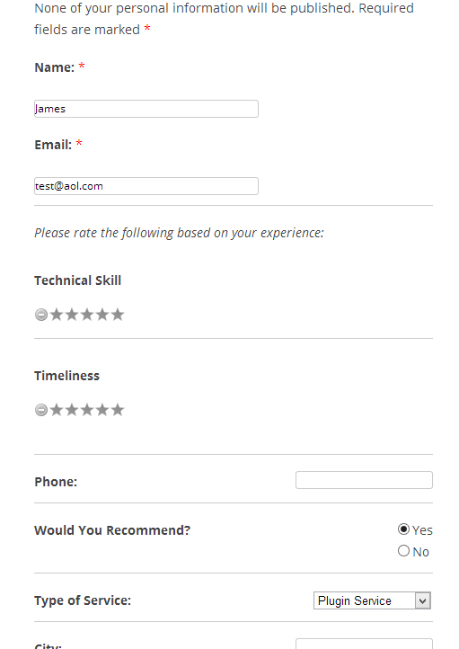 Set up a review form to collect reviews and later display them as testimonials on any page or post you want.