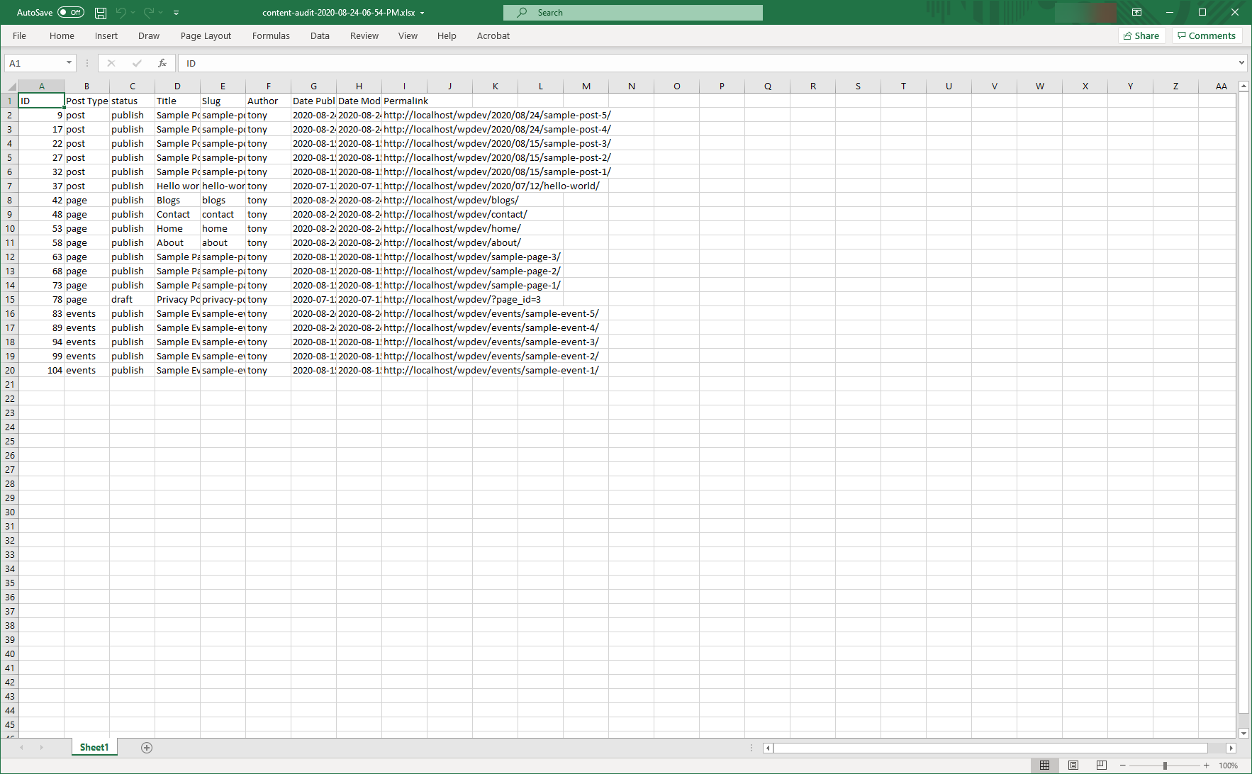 Sample XLSX file.