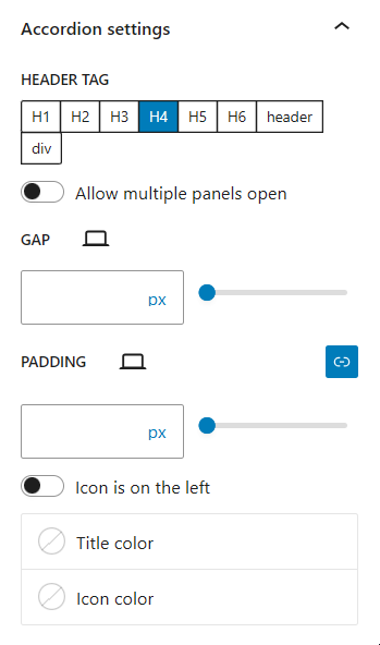 Block edit screen
