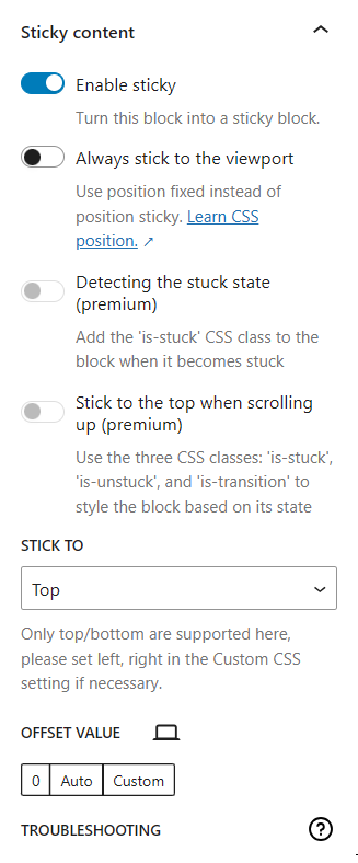 Register block: extended supports, variations