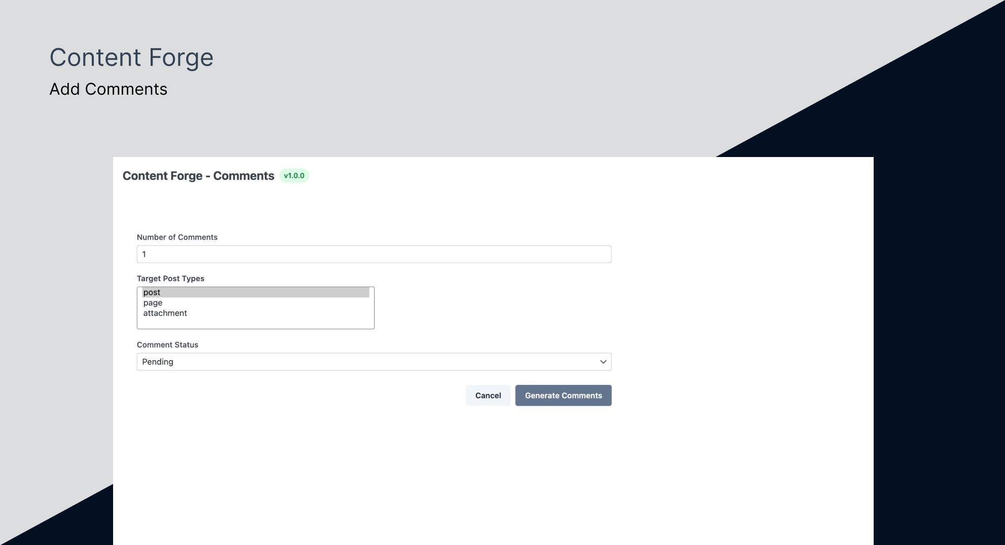 User generation settings