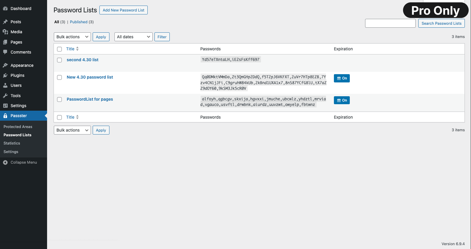 Passster Password Lists - Pro only