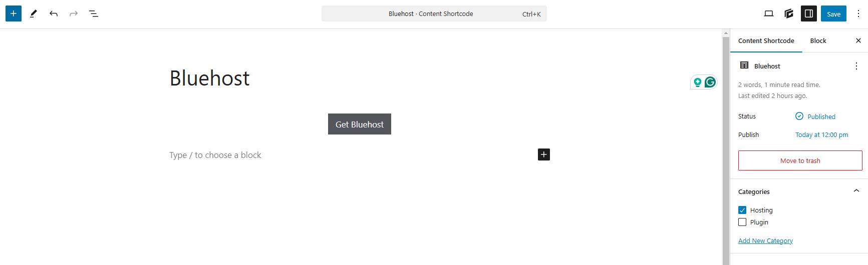 Gutenberg editor to create content.