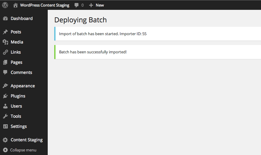 Deploy your batch from staging environment to your live site.