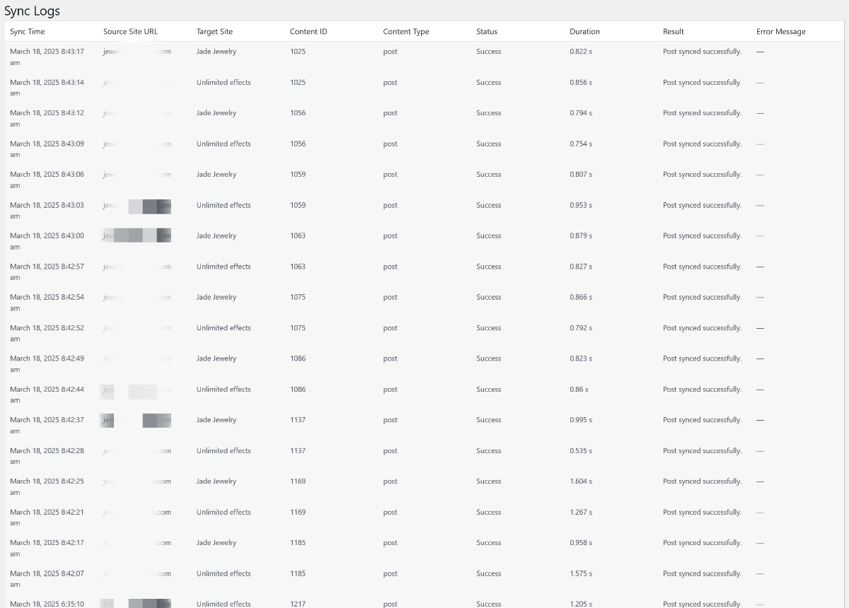 Sync Logs