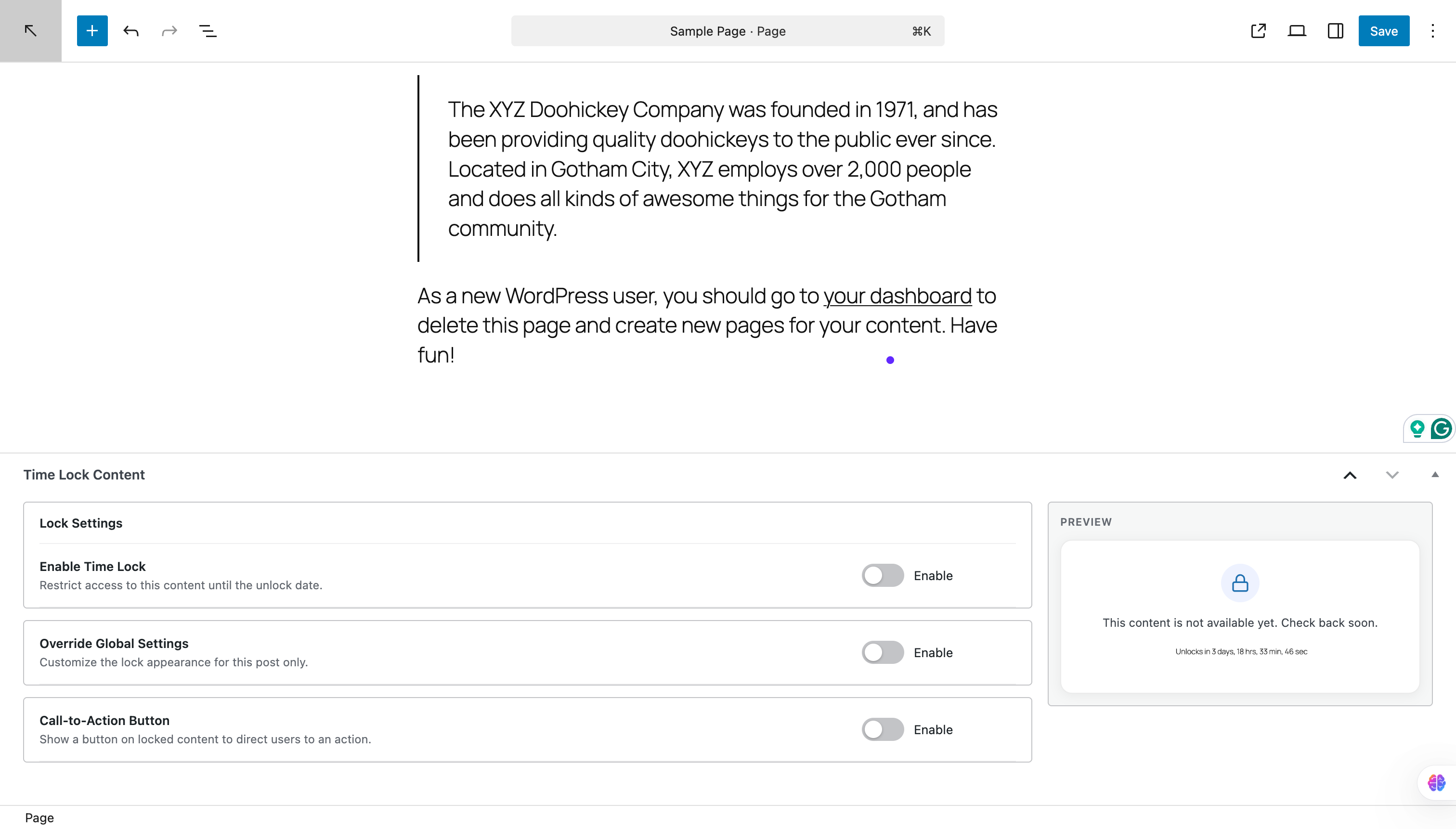 The locked content placeholder as a student sees it, with the countdown timer running.