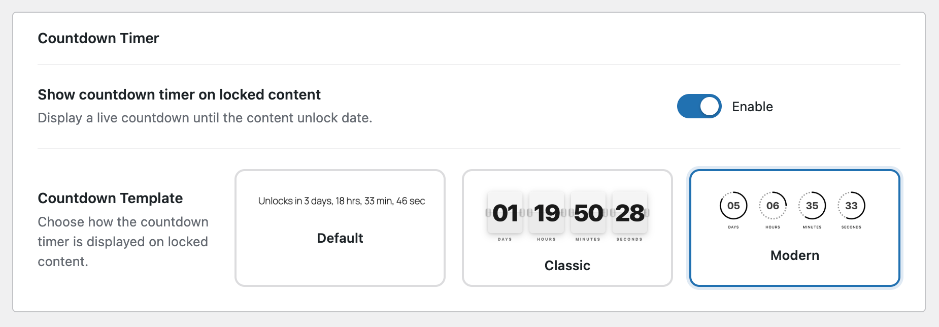 The All Time Locks admin list — every locked post with its unlock date and current locked or unlocked status.