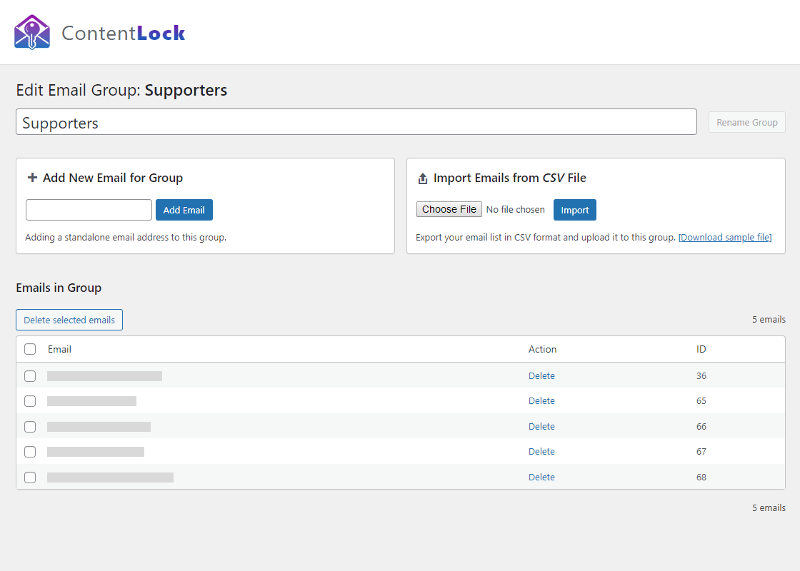 Add emails to the created group