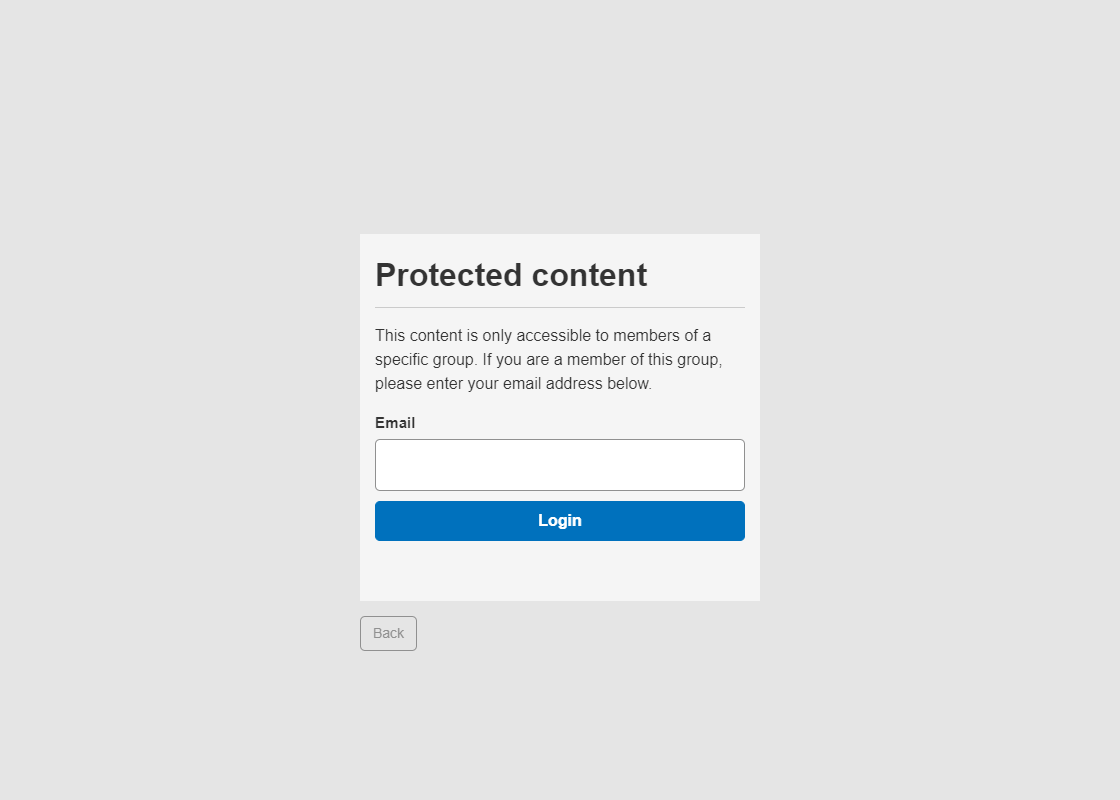 Login surface of a protected page/post
