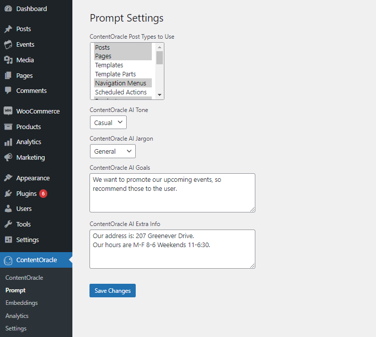 Customizing AI responses in the admin dashboard.