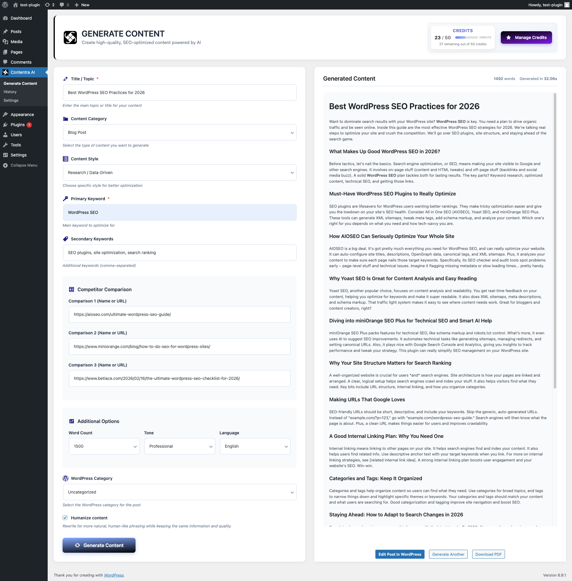 SEO optimization features